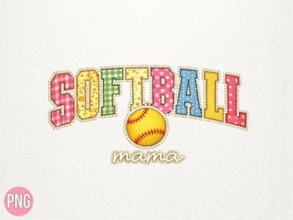 Faux Embroidery Softball Mama Design PNG Review