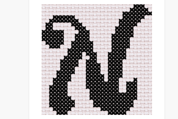 Handwritten Letter N Cross Stitch