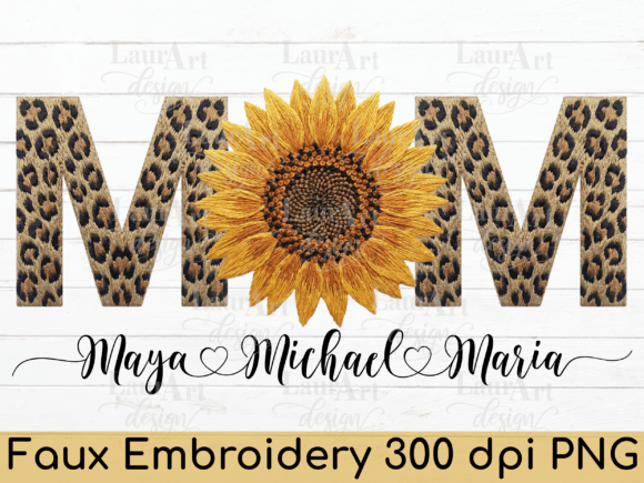 MOM Leopard Sunflower Faux Embroidery
