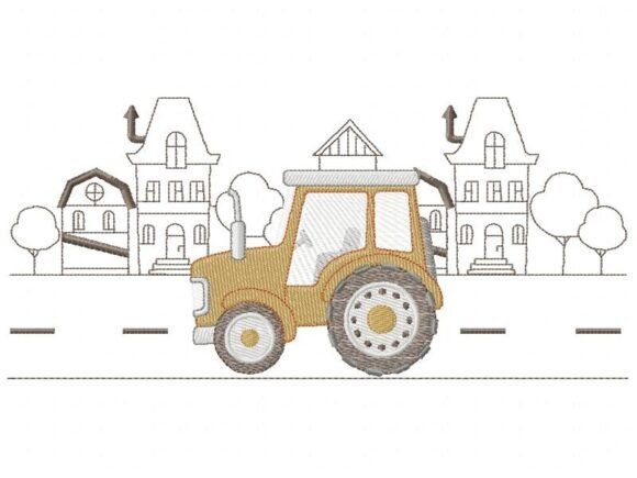 Tractor Embroidery Design for Boutique Apparel